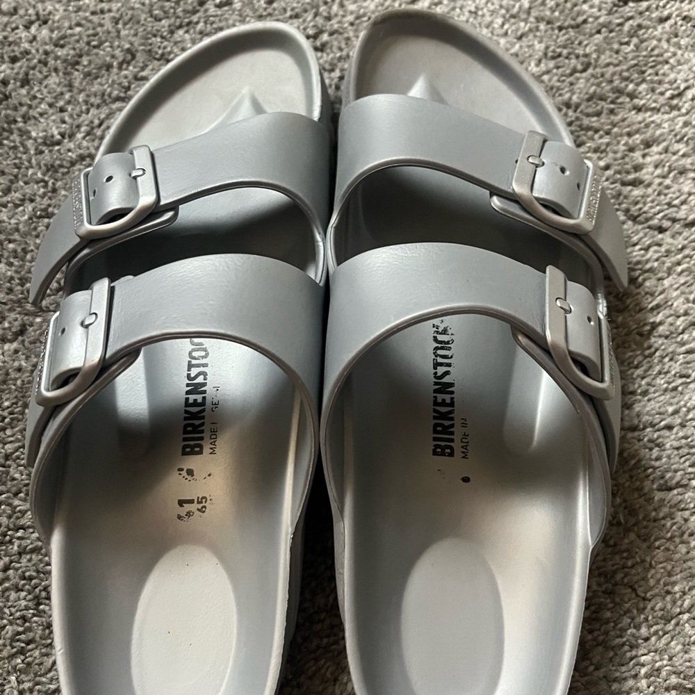 Birkenstock Light Gray Slide Sandals